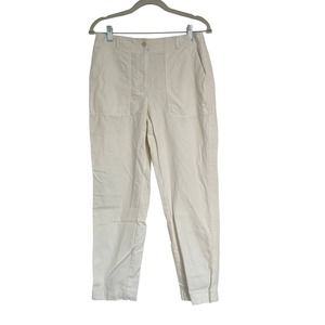 Talbots Slim Cargo White 6 Elastic Back Tapered Leg Cotton Lyocell Utility